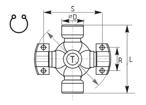 Kardanový kríž - 2x MECHANICS + 2x zvonku - typ 14